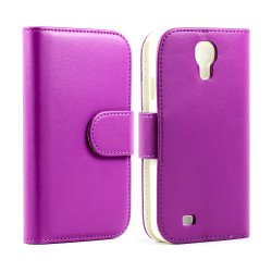 Samsung Galaxy S4 Simple Flip Leather Wallet Case with Stand (Purple)